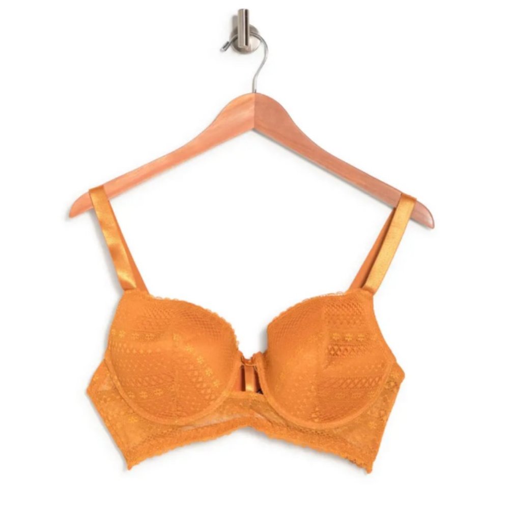 Black Fuchsia Secret Lace Inca Gold Demi Bra